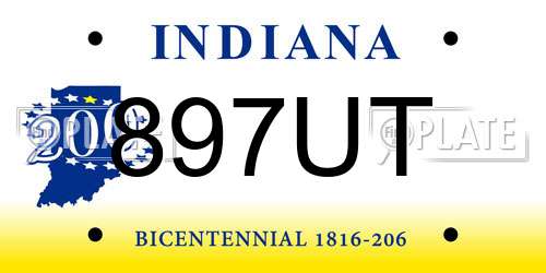 897UT Indiana License Plate