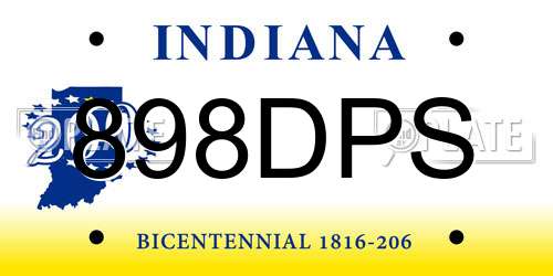 898DPS Indiana License Plate
