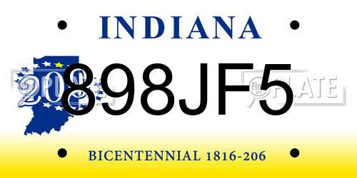 898JF5 Indiana License Plate
