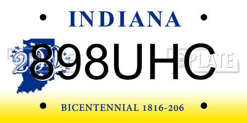 898UHC Indiana License Plate