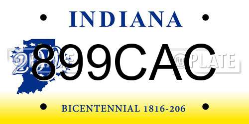 899CAC Indiana License Plate
