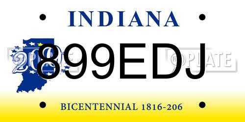 899EDJ Indiana License Plate