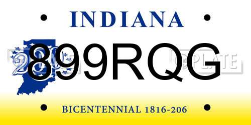 899RQG Indiana License Plate