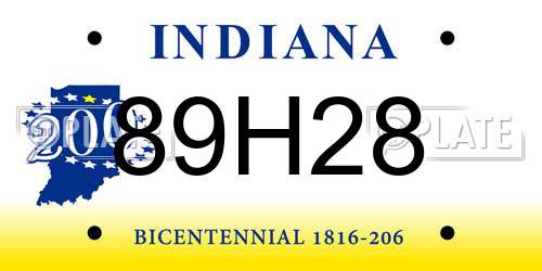 89H28 Indiana License Plate