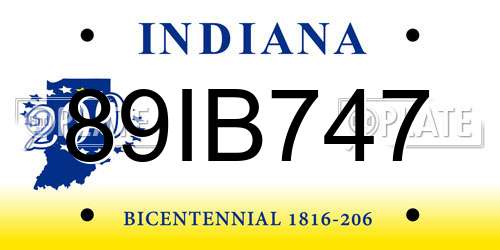89IB747 Indiana License Plate