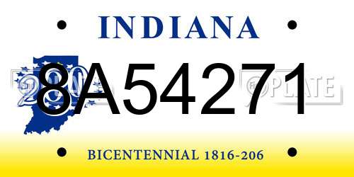 8A54271 Indiana License Plate