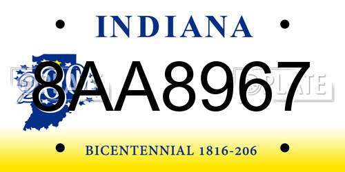8AA8967 Indiana License Plate