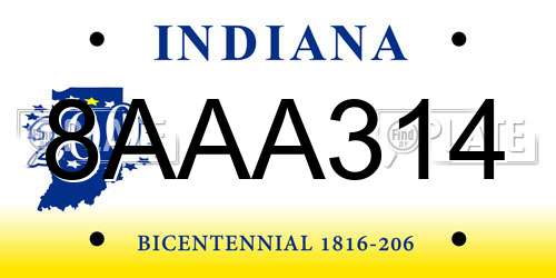 8AAA314 Indiana License Plate