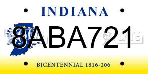 8ABA721 Indiana License Plate