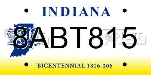 8ABT815 Indiana License Plate