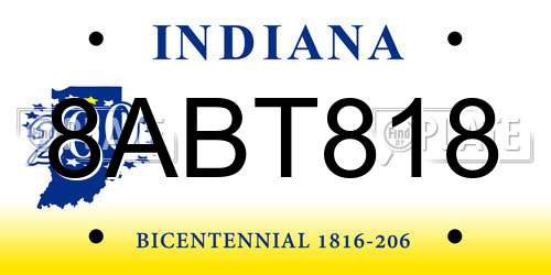8ABT818 Indiana License Plate
