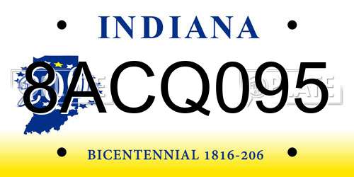 8ACQ095 Indiana License Plate