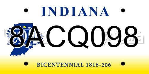 8ACQ098 Indiana License Plate