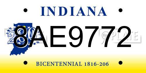 8AE9772 Indiana License Plate