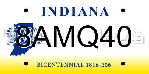 8AMQ40 Indiana License Plate