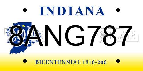 8ANG787 Indiana License Plate
