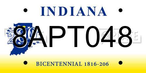 8APT048 Indiana License Plate