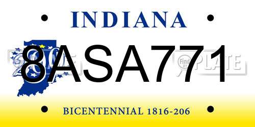 8ASA771 Indiana License Plate