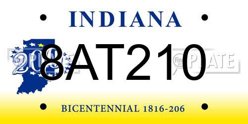 8AT210 Indiana License Plate