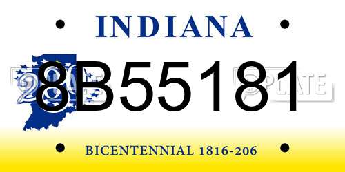 8B55181 Indiana License Plate
