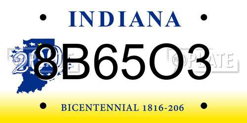 8B65O3 Indiana License Plate