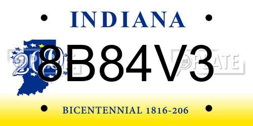 8B84V3 Indiana License Plate