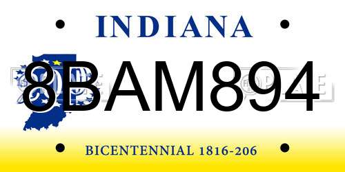8BAM894 Indiana License Plate