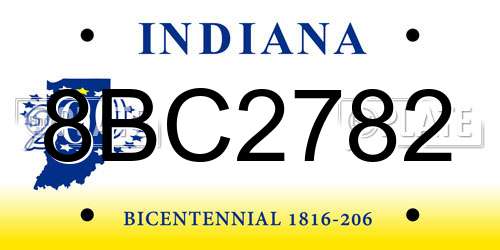 8BC2782 Indiana License Plate