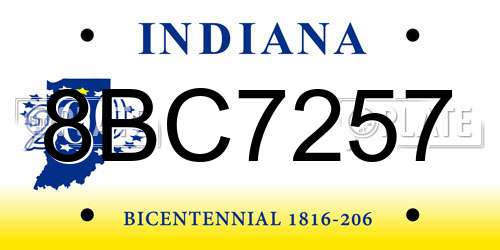 8BC7257 Indiana License Plate