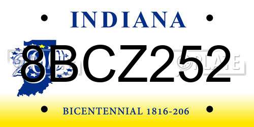 8BCZ252 Indiana License Plate