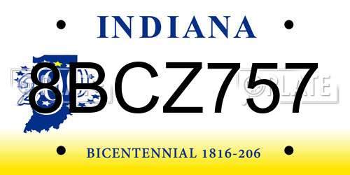 8BCZ757 Indiana License Plate