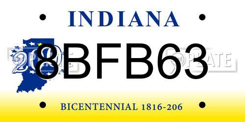 8BFB63 Indiana License Plate