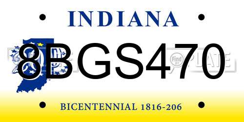 8BGS470 Indiana License Plate