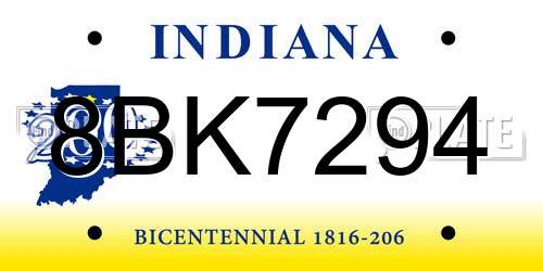 8BK7294 Indiana License Plate