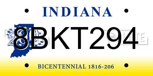 8BKT294 Indiana License Plate