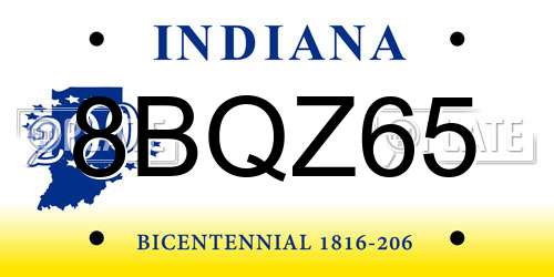 8BQZ65 Indiana License Plate