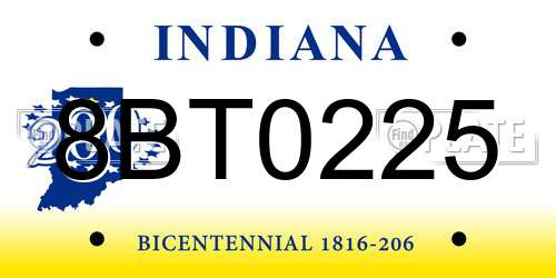 8BT0225 Indiana License Plate