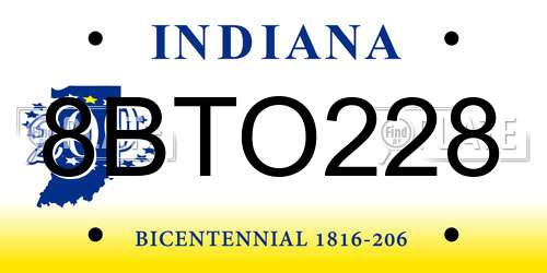 8BTO228 Indiana License Plate