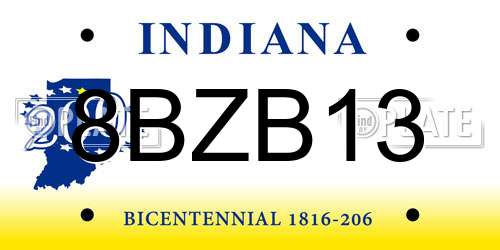 8BZB13 Indiana License Plate