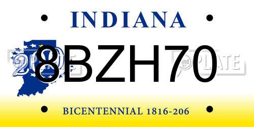 8BZH70 Indiana License Plate