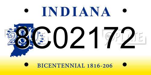 8C02172 Indiana License Plate