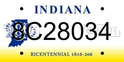 8C28034 Indiana License Plate