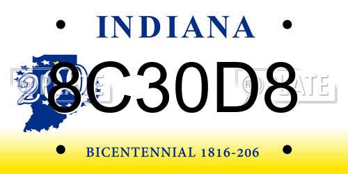 8C30D8 Indiana License Plate
