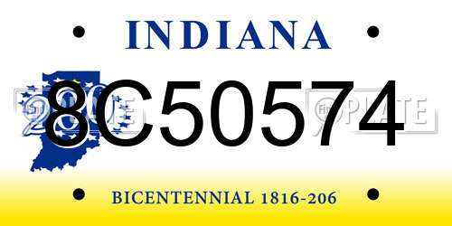 8C50574 Indiana License Plate