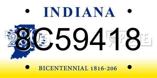 8C59418 Indiana License Plate