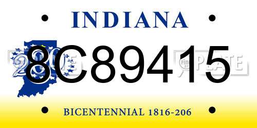 8C89415 Indiana License Plate