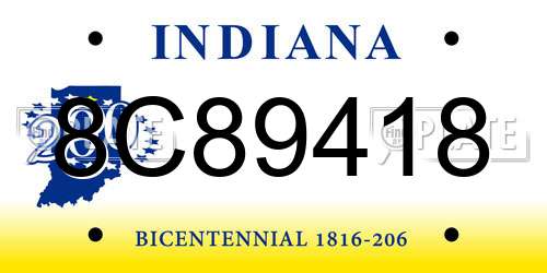 8C89418 Indiana License Plate
