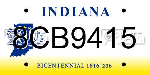 8CB9415 Indiana License Plate