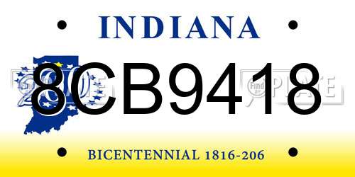 8CB9418 Indiana License Plate