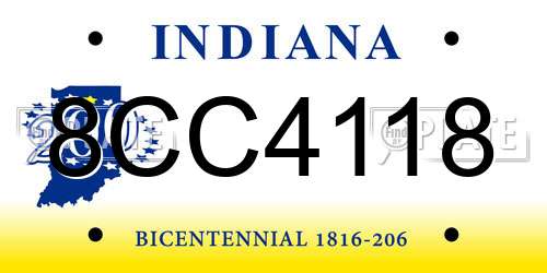 8CC4118 Indiana License Plate
